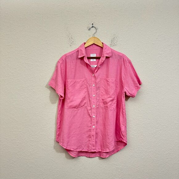 Power of My People POMP The Friend Wayward Fit Shirt Azalea Pink Linen - Picture 1 of 8